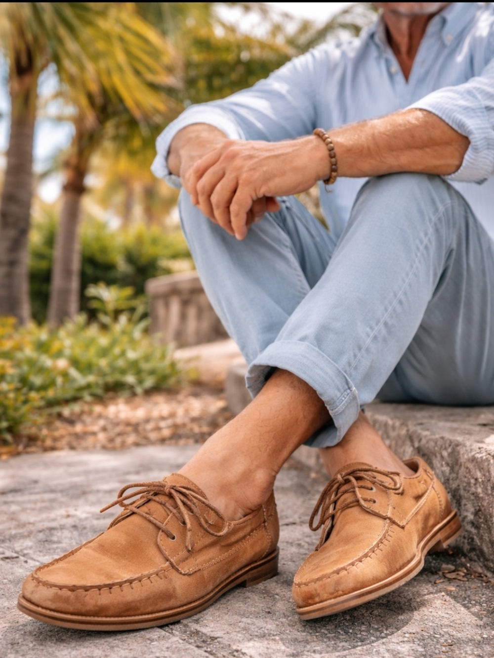 Tommy Bahama Nahara iFlex Men’s Boat‎ Shoes Tan Lace Up Moc Toe Size 9M